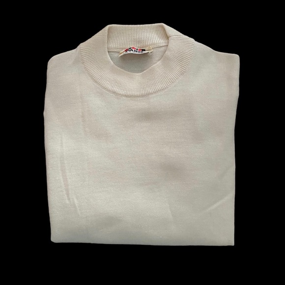 Vintage Rodier Paris Wool Blend Sweater Mock Neck Cream Pullover Made In France - Picture 5 of 5